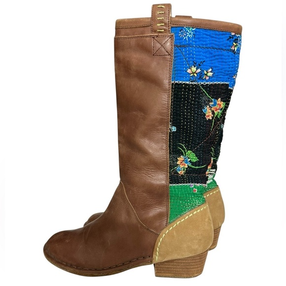 Terra Plana Leather Fabric Calf Boots Boho - Picture 3 of 10